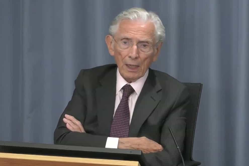 Lord Norman Fowler, who was the Secretary of State for Health and Social Security from 1981 to 1987, giving evidence at the Infected Blood Inquiry (Infected Blood Inquiry/PA)