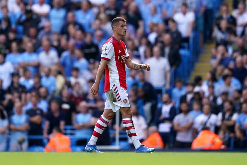 Arsenal’s Granit Xhaka was sent off at Manchester City on August 28 (Nick Potts/PA)