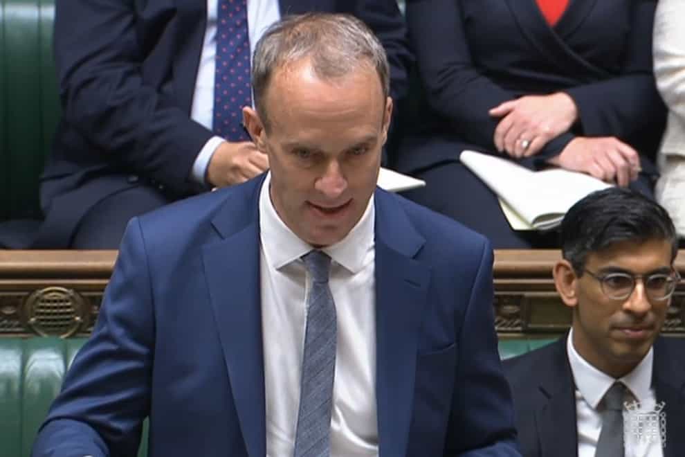 Deputy Prime Minister Dominic Raab during Prime Minister’s Questions (House of Commons/PA)