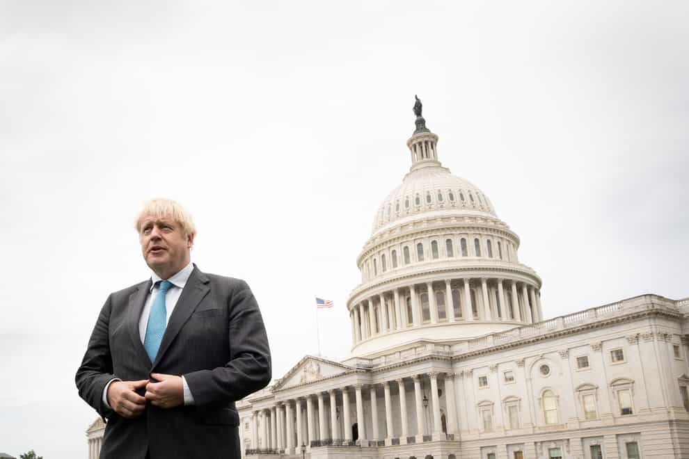 Prime Minister Boris Johnson arrives at the Capitol Building in Washington DC (Stefan Rousseau/PA)