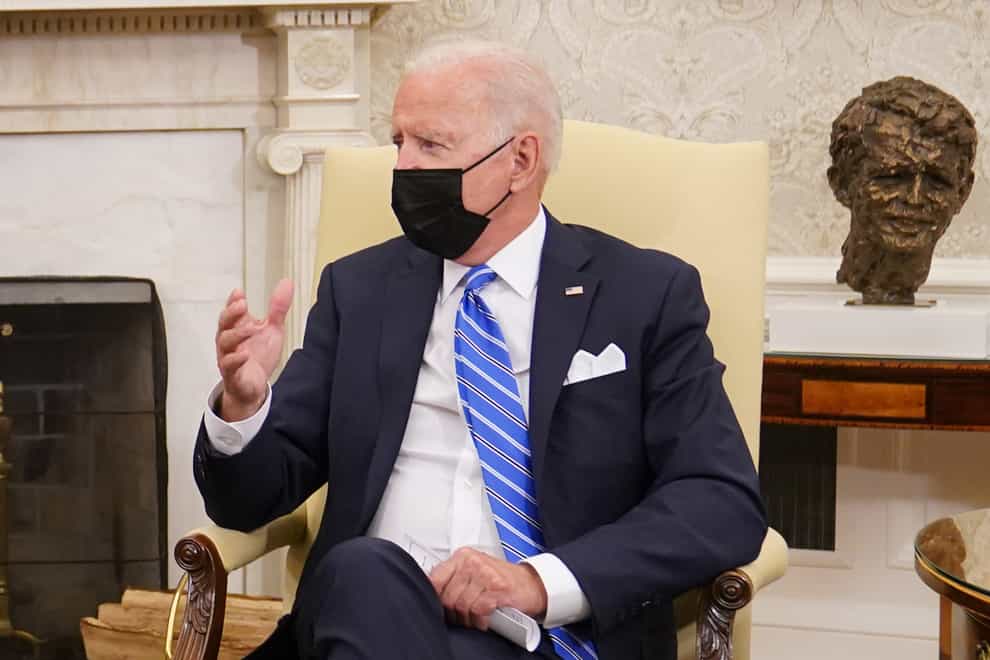 US President Joe Biden during a meeting with Prime Minister Boris Johnson (Stefan Rousseau/PA)
