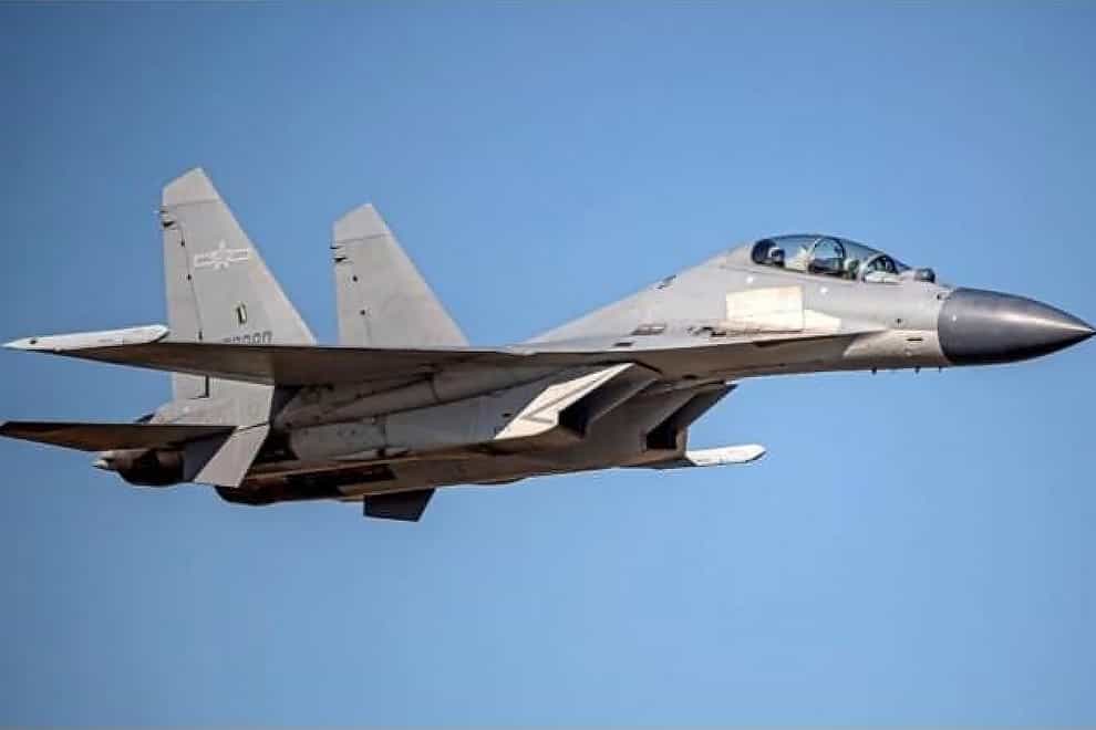 Undated file photo released by the Taiwan Ministry of Defence of a Chinese PLA J-16 fighter jet (Taiwan Ministry of Defence via AP)