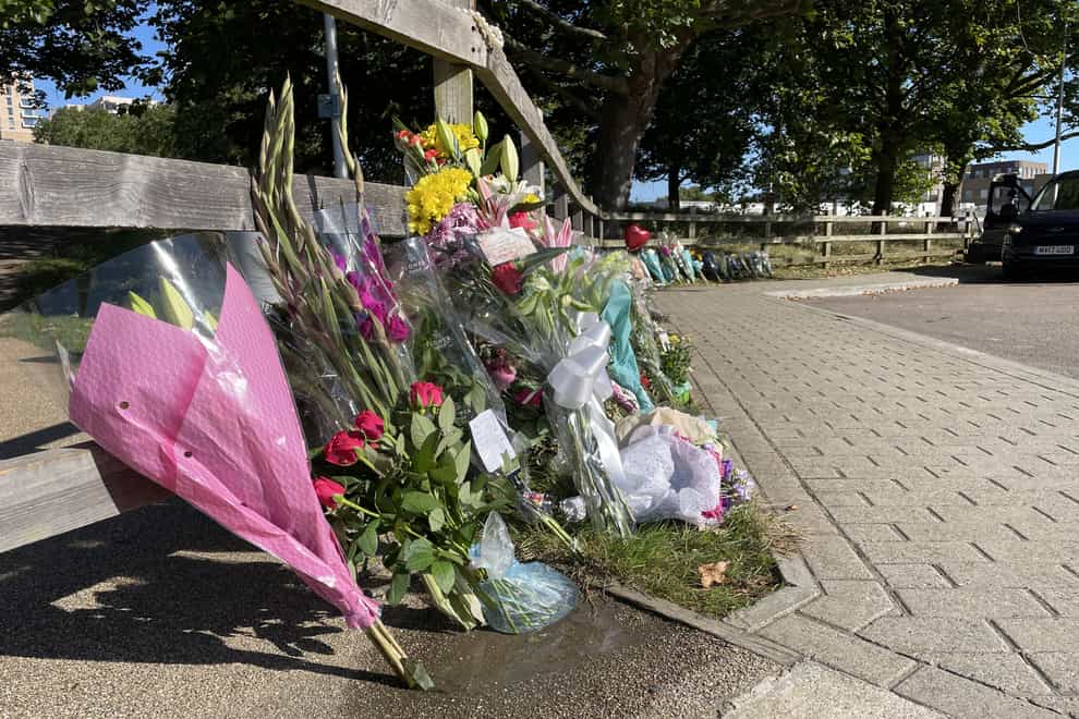 Floral tributes at Cator Park in Kidbrooke (Laura Parnaby/PA)