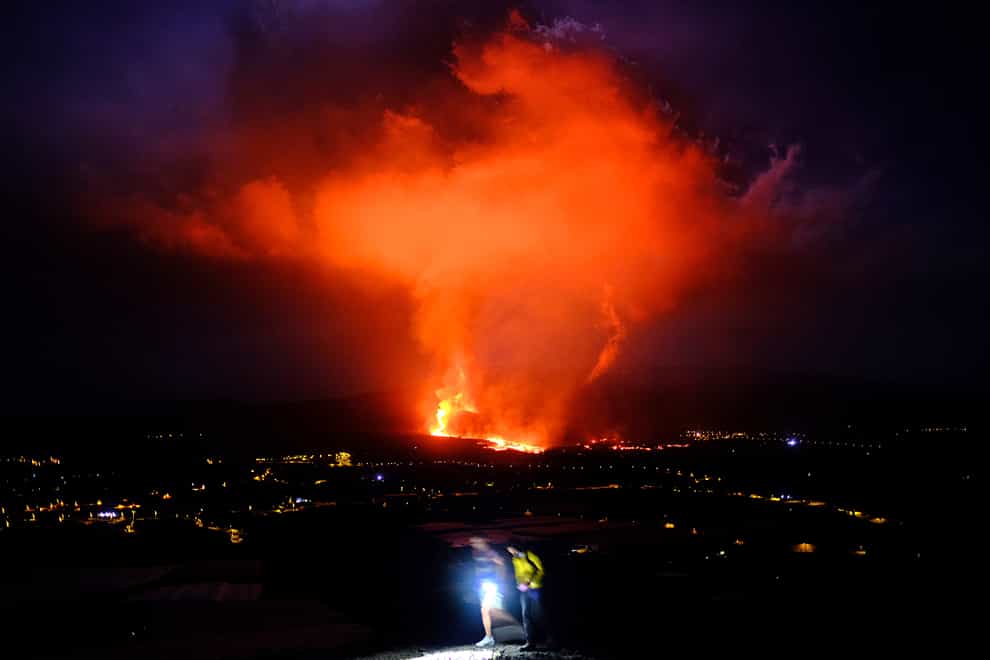 Lava spews from a volcano on the Canary island of La Palma, Spain (AP)