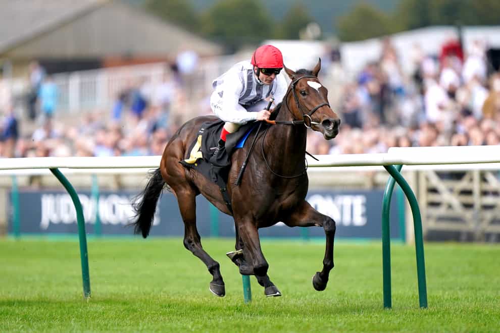 Miss Carol Ann ridden by Andrea Atzeni on their way to winning the Blandford Bloodstock Maiden Fillies’ Stakes during Juddmonte Day of the Cambridgeshire Meeting at Newmarket Racecourse. Picture date: Saturday September 25, 2021.