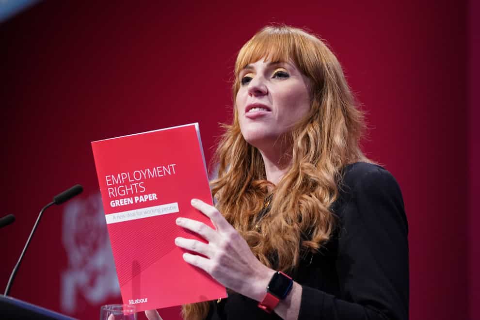 Labour deputy leader Angela Rayner speaks at the Labour Party conference in Brighton (Stefan Rousseau/PA)