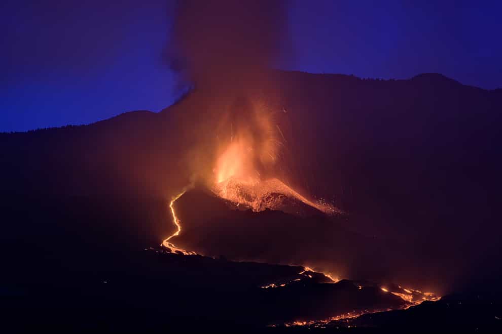 Lava flows from the volcano on La Palma (Daniel Roca/AP)