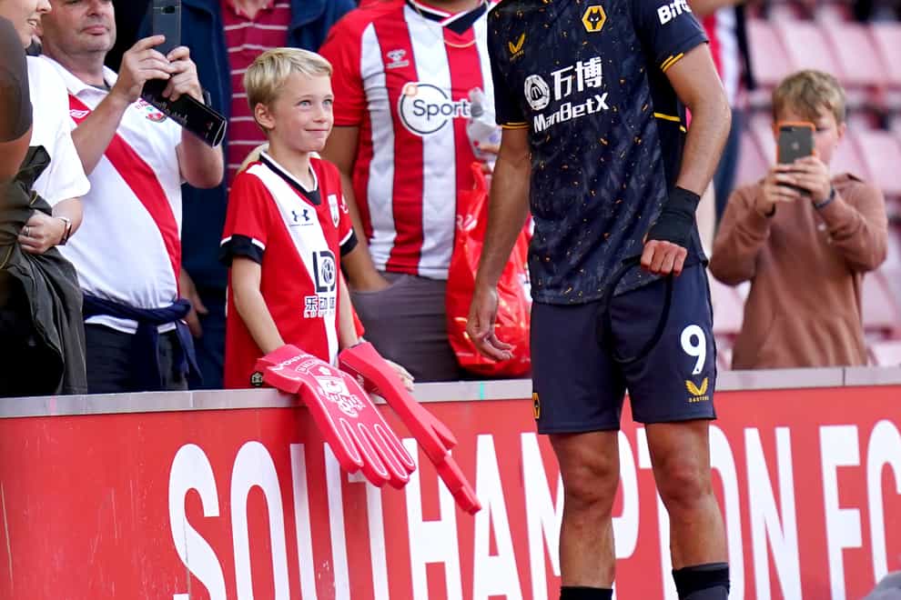 Wolves striker Raul Jimenez speaks to Southampton fans at the end of the match (Adam Davy/PA)