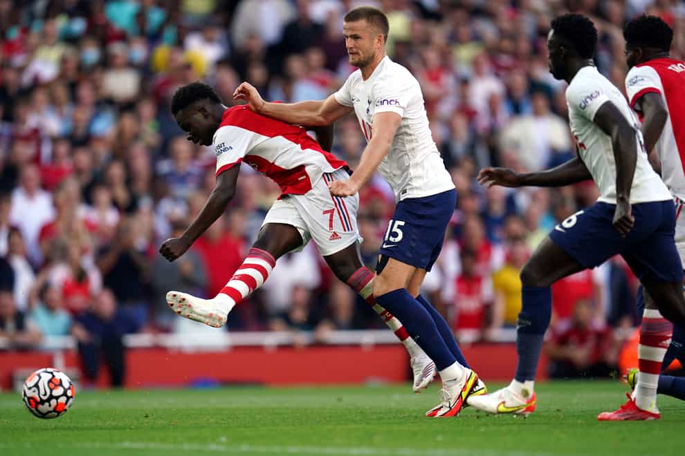 Bukayo Saka, left, starred as Arsenal beat Tottenham (Nick Potts/PA)