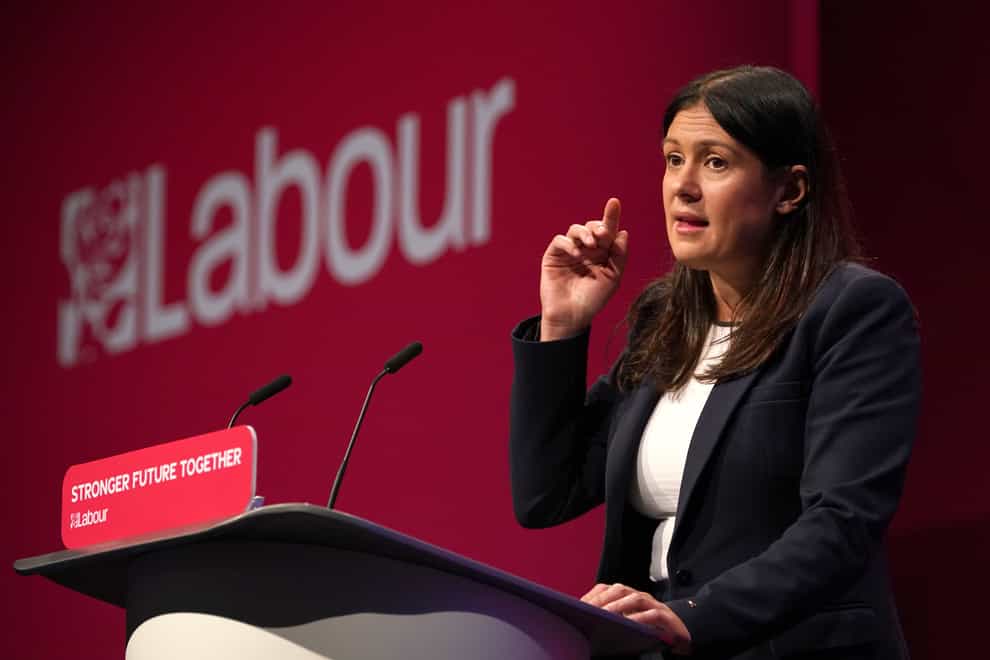 Lisa Nandy speaks on stage at the Labour Party conference (Gareth Fuller/PA)
