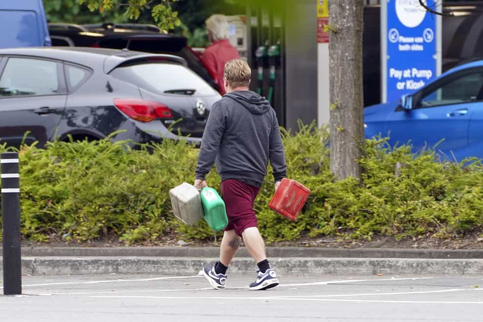 The fuel crisis has led to soaring demand for jerry cans and forms of transport that do not involve joining lengthy queues, new figures show (Steve Parsons/PA)