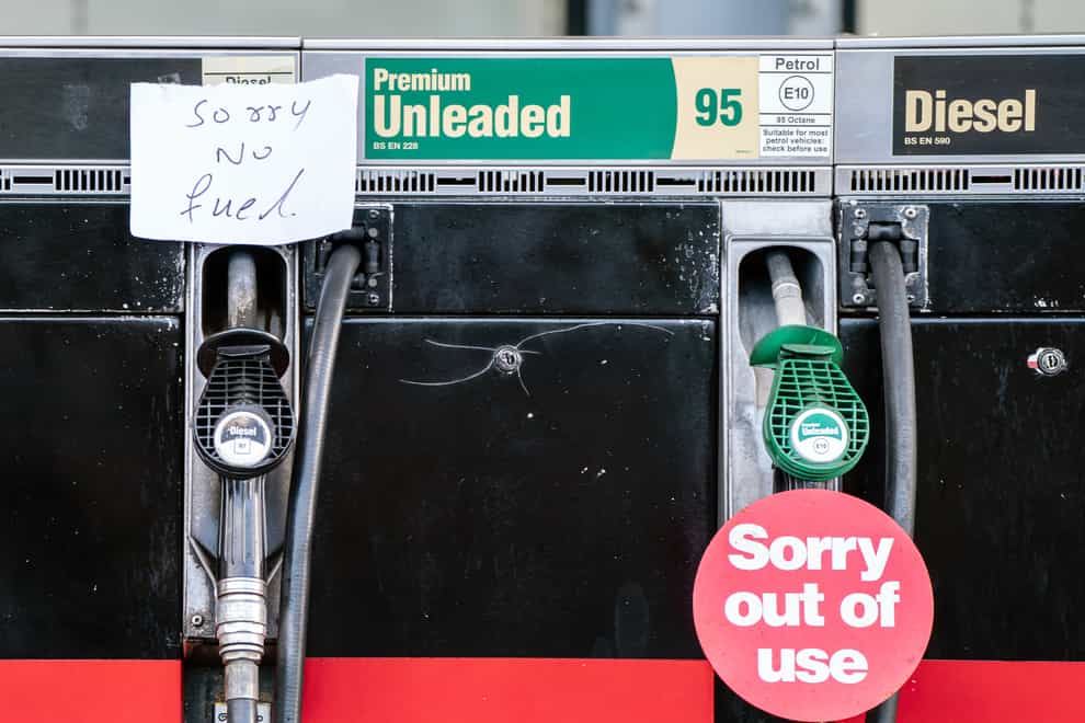 Fuel pumps out of use at a deserted petrol station forecourt in Honley, West Yorkshire (Danny Lawson/PA)