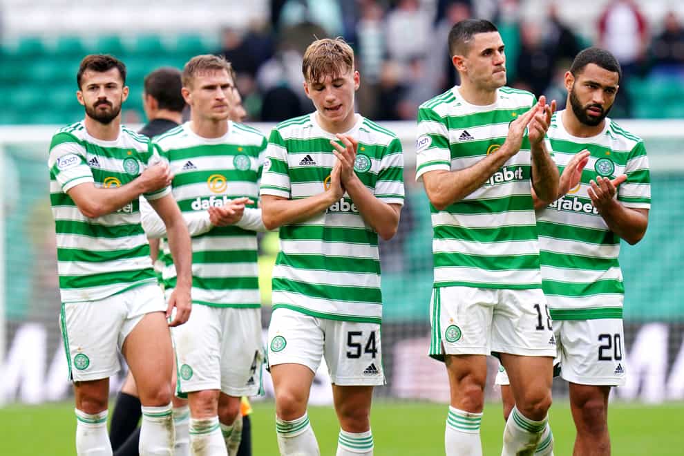 Celtic players following Sunday’s draw with Dundee United (Jane Barlow/PA)