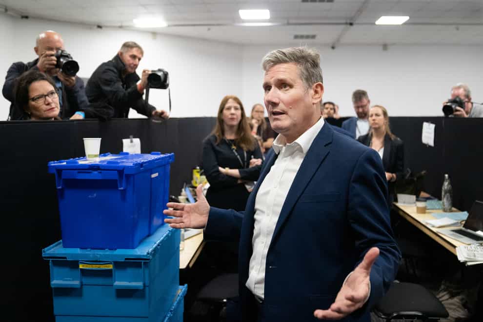Labour leader Sir Keir Starmer talks to the press at the Labour Party conference in Brighton (Stefan Rousseau/PA)