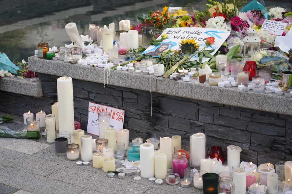 Tributes left for Sabina Nessa at Pegler Square in Kidbrooke, south London (Dominic LIpinski/PA)