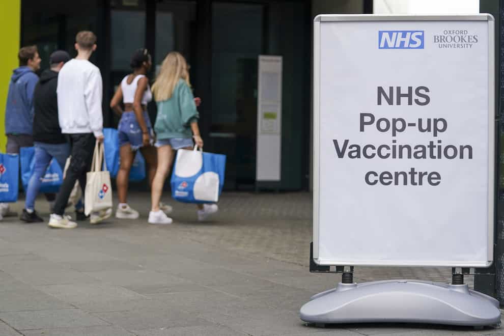 A pop-up vaccination clinic at the Oxford Brookes University’s Headington Campus in Oxford (Steve Parsons/PA)