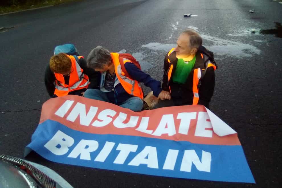 Green activists Insulate Britain blocked the same junction of the M25 twice in less than six hours (Insulate Britain/PA)