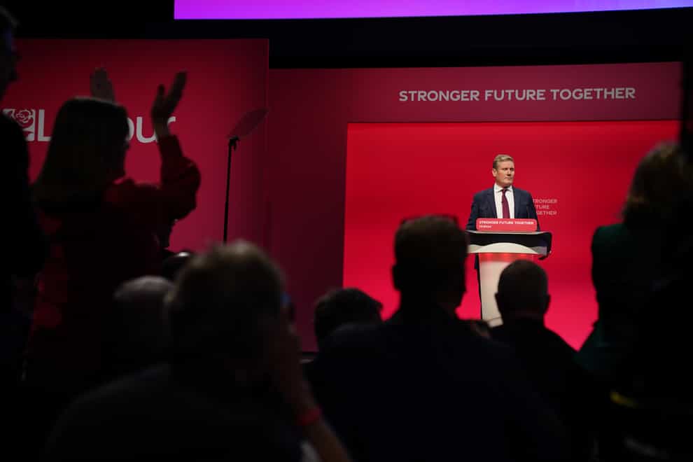 Labour party leader Sir Keir Starmer delivers his keynote speech (Andrew Matthews/PA)