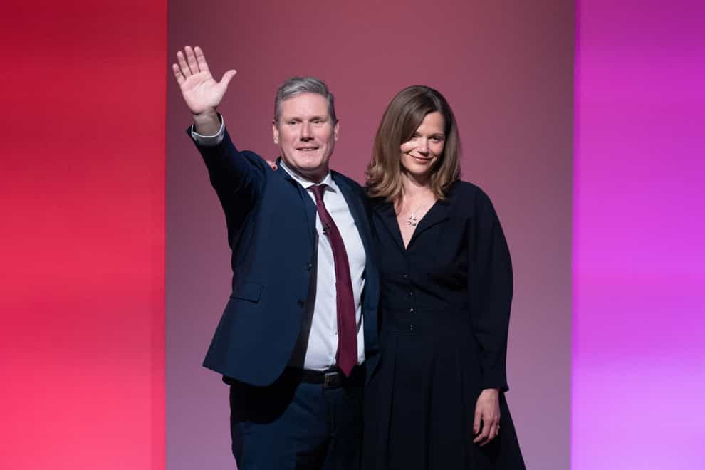 Sir Keir Starmer is joined by his wife Victoria (Stefan Rousseau/PA)