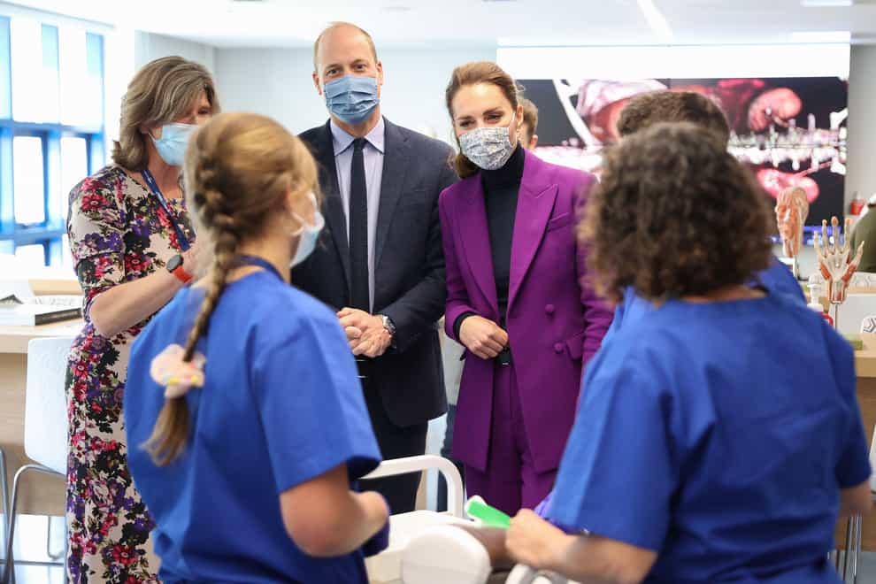 The Duke and Duchess of Cambridge talk to medical students during a tour of the university (Chris Jackson/PA)