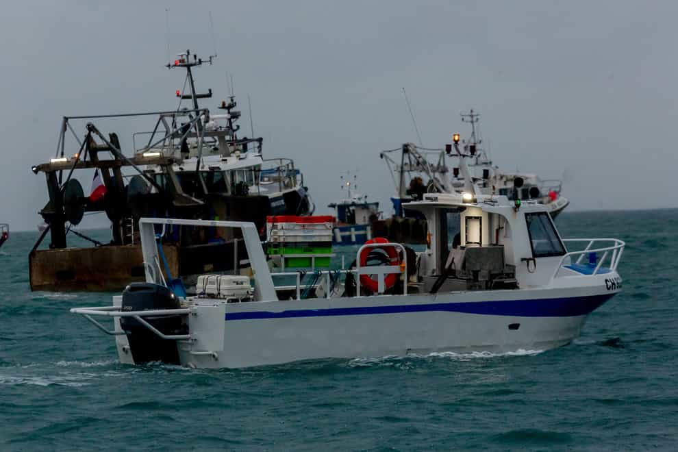 French fishing boats staging a protest outside the harbour at St Helier in May (Gary Grimshaw/Bailiwick Express/PA)