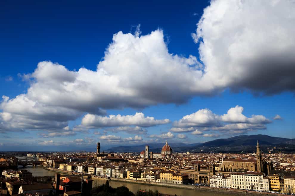 A view of the city looking across to The Duomo , Cathedral of Santa Maria dei Fiore, and Ponte Vecchio Bridge in Florence, Italy (John Walton/PA)