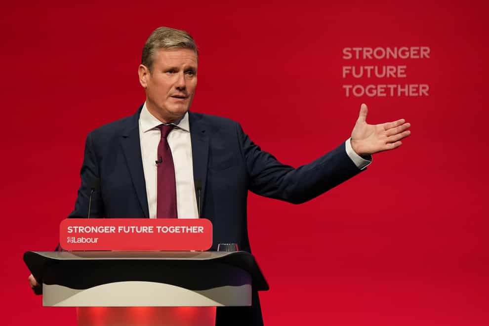 Sir Keir Starmer addressing the Labour Party conference in Brighton (Andrew Matthews/PA)