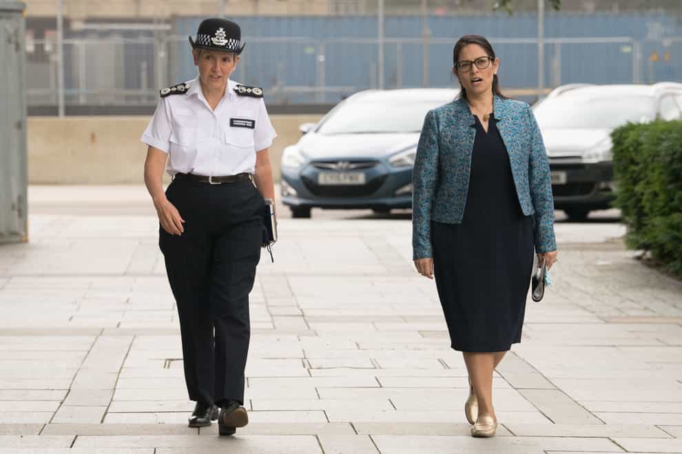 Commissioner Dame Cressida Dick (left) with Home Secretary Priti Patel during a June visit to the new Counter-Terrorism Operations Centre (CTOC) in West Brompton, London (Stefan Rousseau/PA)