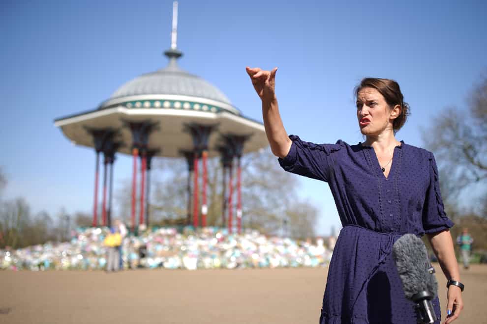 Jamie Klingler from Reclaim These Streets speaks to the media in Clapham Common, south London (Aaron Chown/PA)