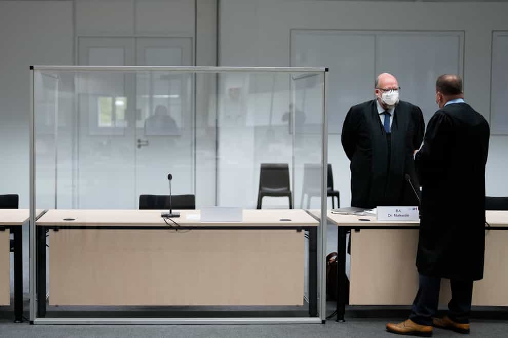 The empty seat where the defendant was due to sit at the court in Itzehoe (Markus Schreiber, Pool/AP)