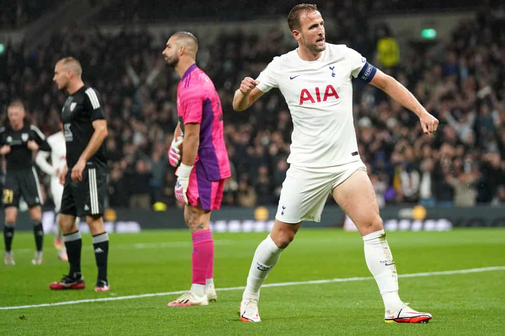 Tottenham’s Harry Kane celebrates scoring (Nick Potts/PA)