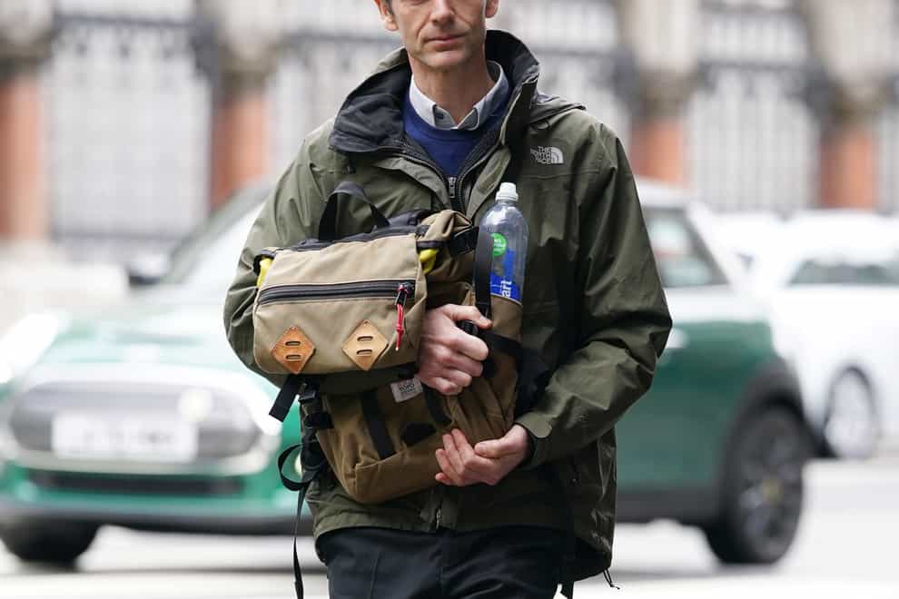 Television presenter Jeremy Stansfield leaving the Royal Courts of Justice, London, during a High Court damages fight with the BBC.