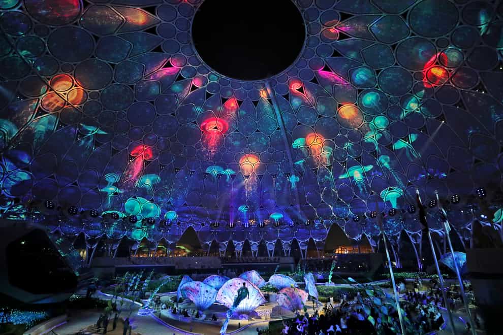 Artists perform during the opening ceremony of the Dubai Expo 2020 (Kamran Jebreili/AP)