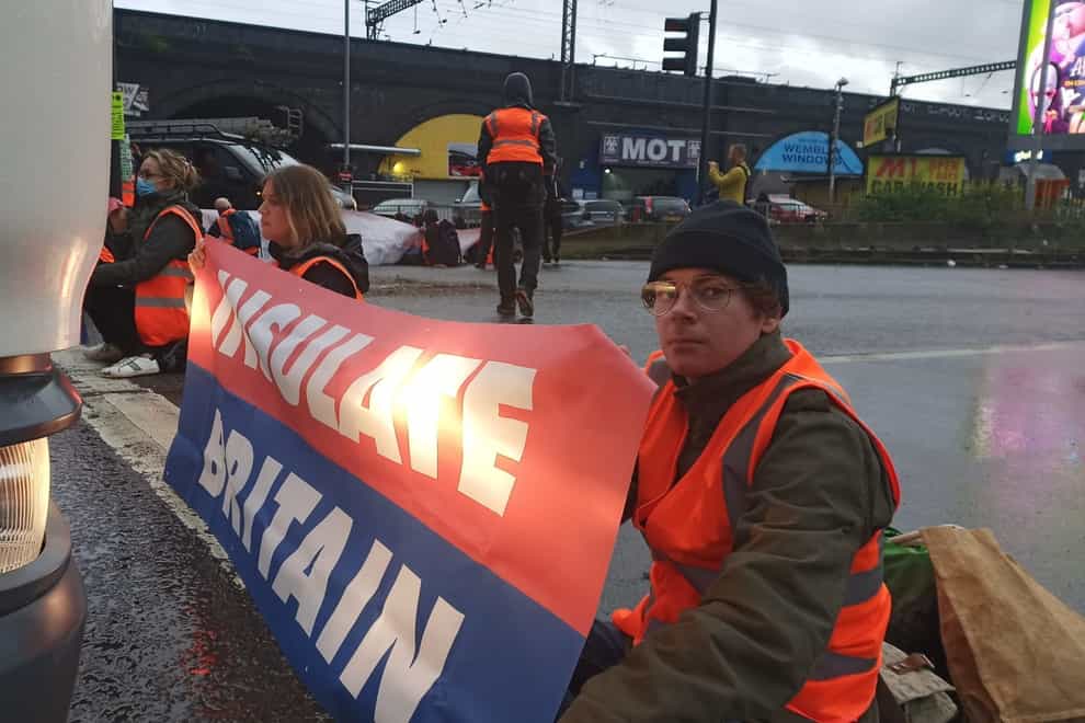 Protesters from Insulate Britain blocking Junction 1 of the M1 at Brent Cross, north London (Insulate Britain/PA)