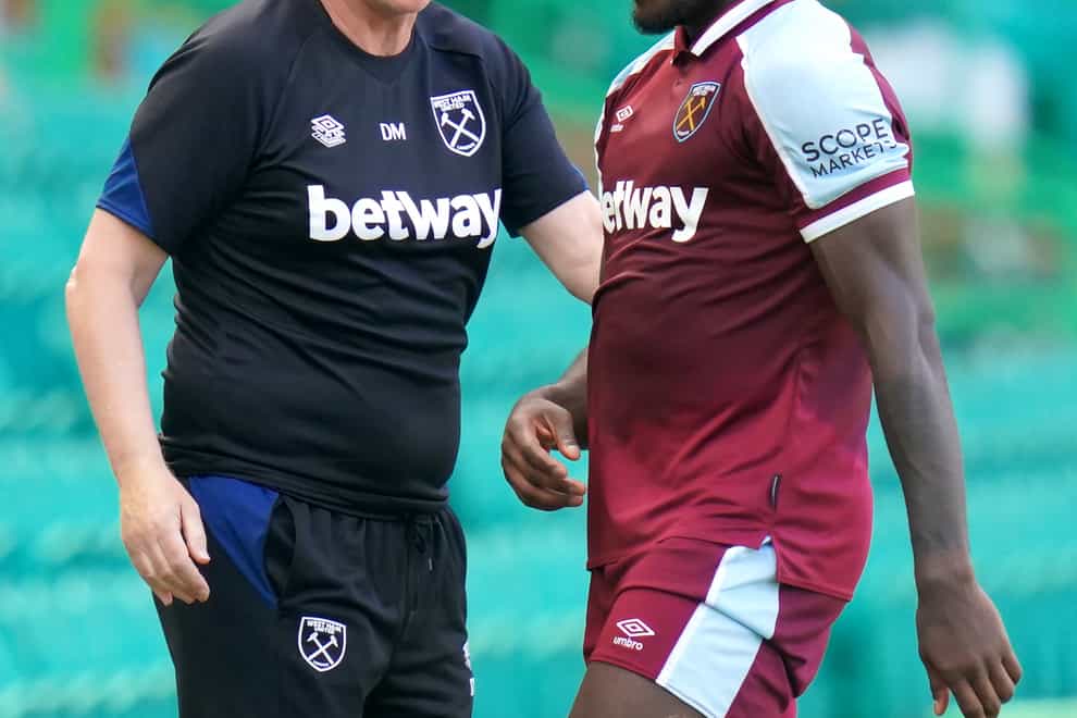 West Ham manager David Moyes, left, has high expectations of Michail Antonio (Jane Barlow/PA)