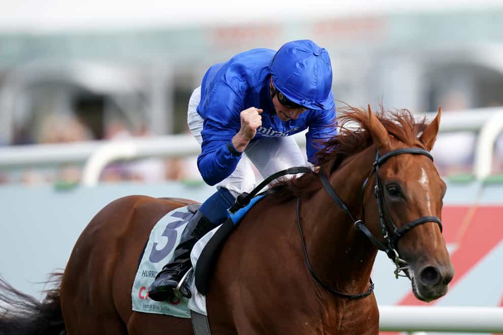 Hurricane Lane and William Buick coming home to win the Cazoo St Leger Stakes (Mike Egerton/PA)