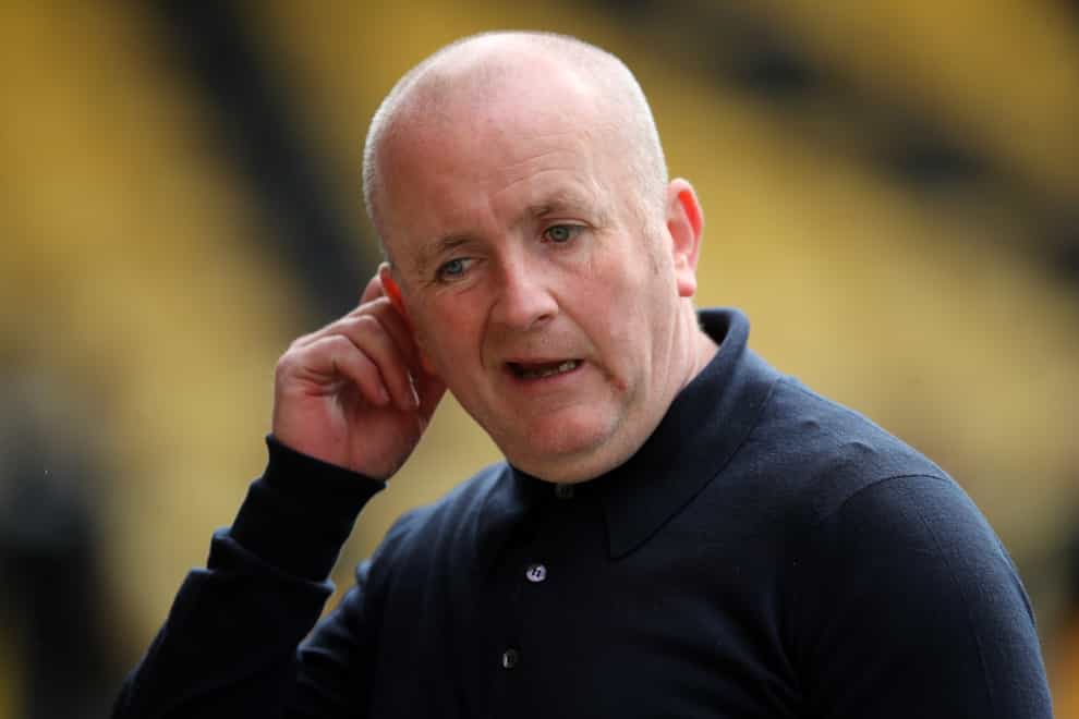 Livingston manager David Martindale during the warm up before the Scottish Premiership match at the Tony Macaroni Arena, Livingston. Picture date: Wednesday May 12, 2021.