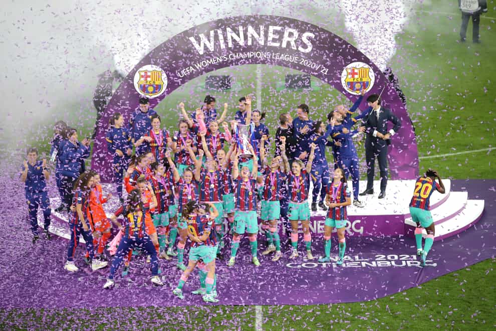 Barcelona beat Chelsea 4-0 in last season’s Women’s Champions League final (Adam Ihse/PA).