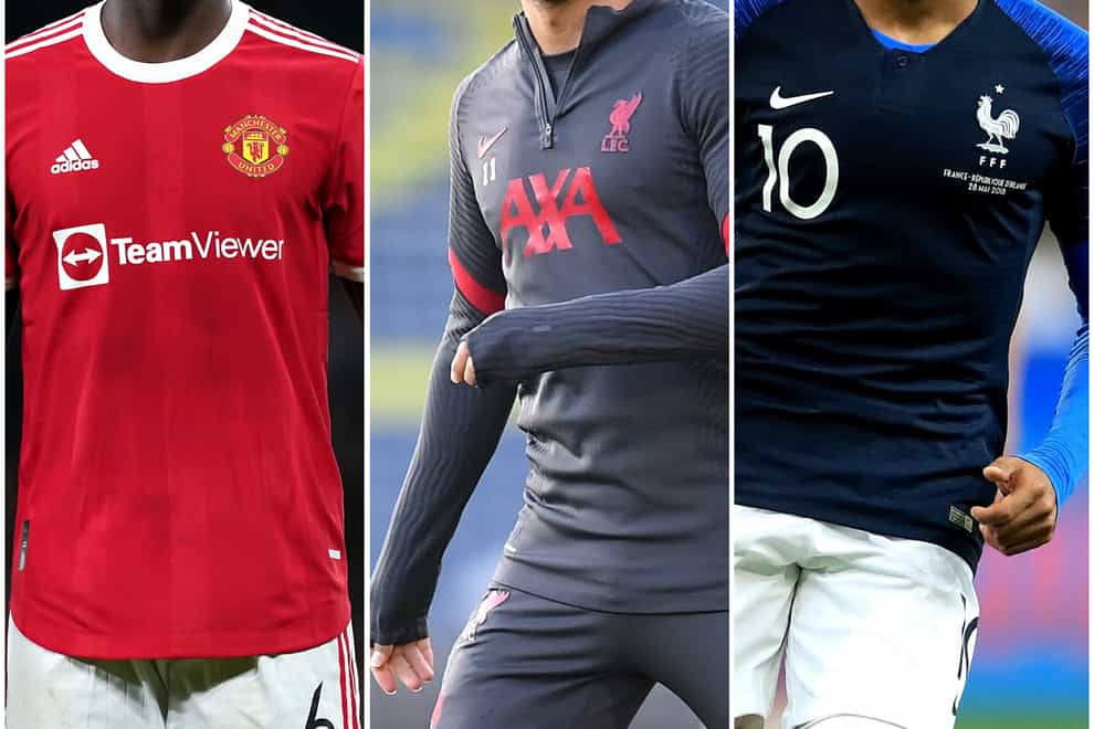 Paul Pogba, Mohamed Salah and Kylian Mbappe are all in their final two years of their current deals (PA)