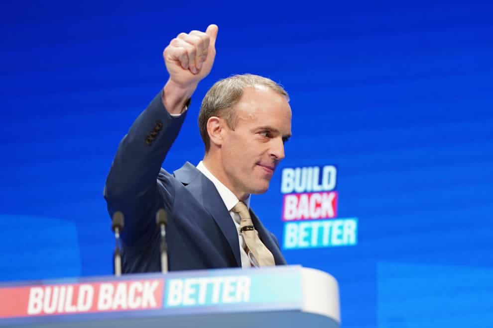 Lord Chancellor Dominic Raab during the Conservative Party Conference in Manchester. Picture date: Tuesday October 5, 2021.