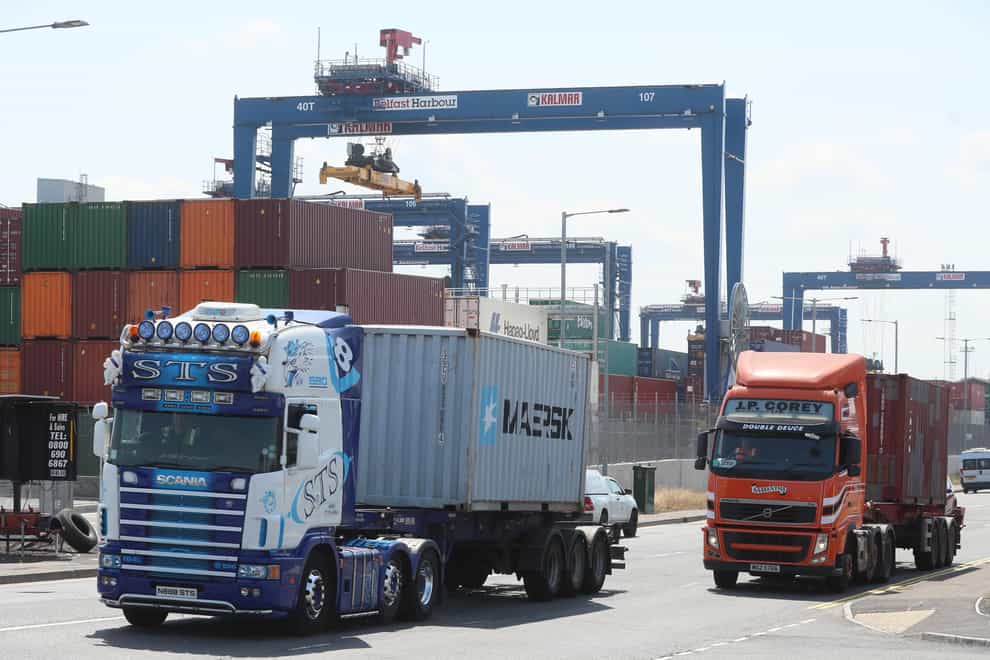 Lorries at Belfast Harbour (Brian Lawless/PA)