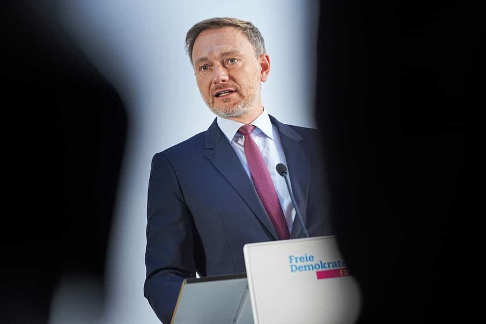 Christian Lindner, leader of the Free Democrats who finished fourth in the September election (Michael Kappeler/dpa via AP)