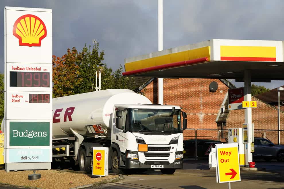 Fuel stock levels at Britain’s filling stations recovered to an average of 25% at the end of last week, new figures show (Andrew Matthews/PA)