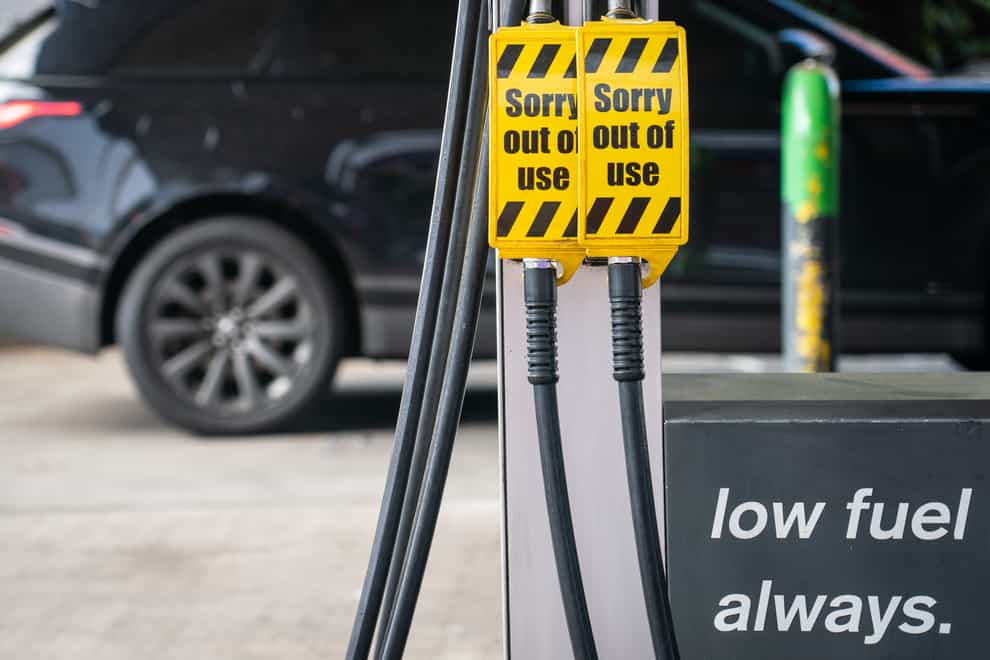 Closed off fuel pumps at an Applegreen petrol station in central London. (Dominic Lipinski/PA)