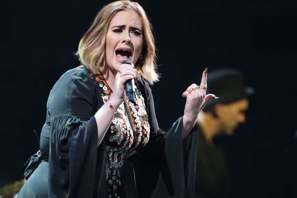Adele performing on stage at the Glastonbury Festival (PA)