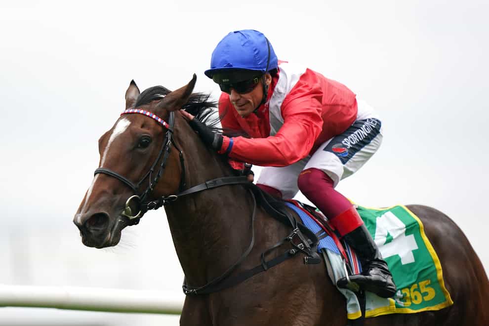 Inspiral and Frankie Dettori after winning the bet365 Fillies’ Mile (Tim Goode/PA)