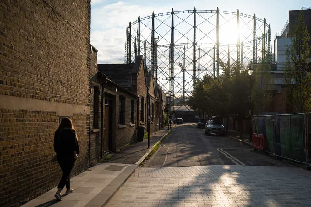 General view of a disused gas holder in central London (Dominic Lipinski/PA)