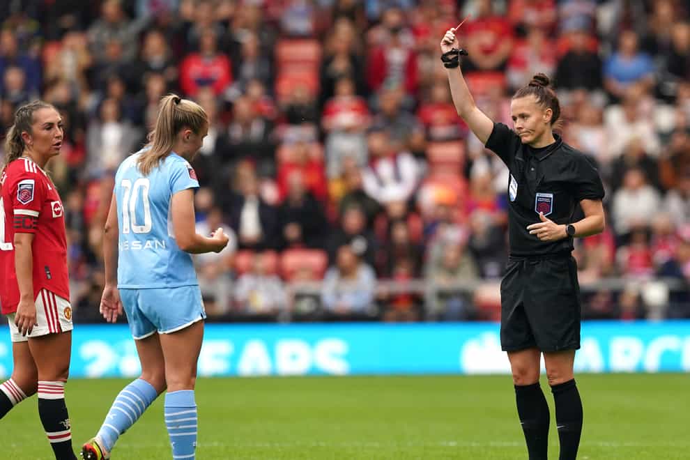 Georgia Stanway was sent off in Saturday’s derby (Martin Rickett/PA)