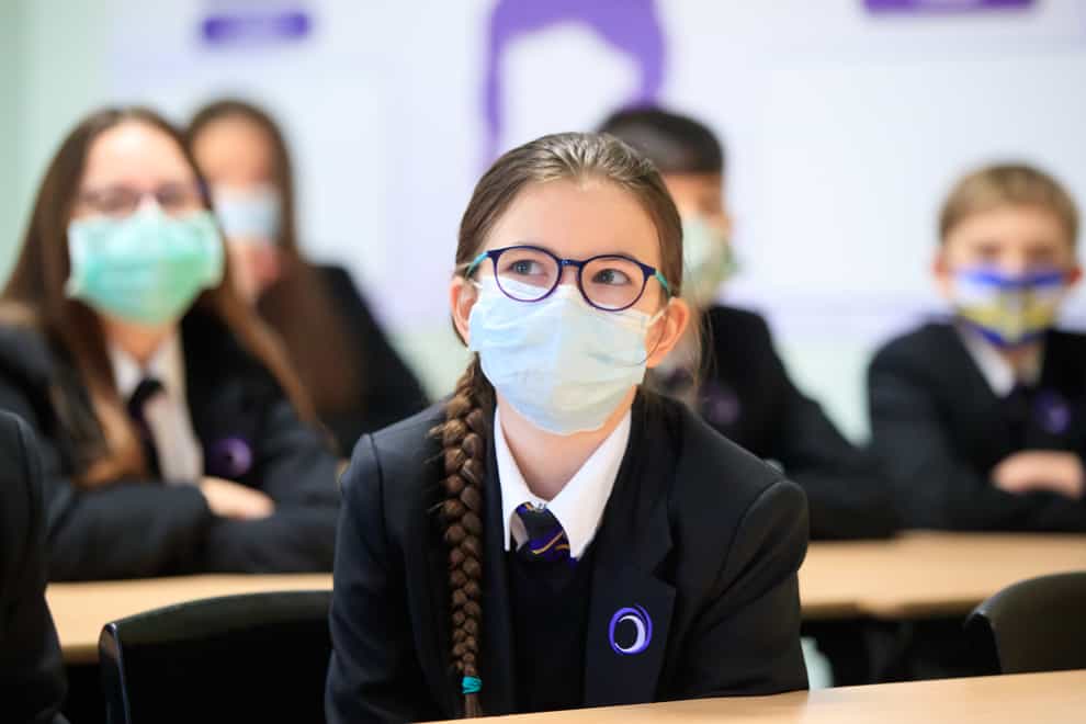Children wearing facemasks during a lesson at Outwood Academy in Woodlands, Doncaster (Danny Lawson/PA)