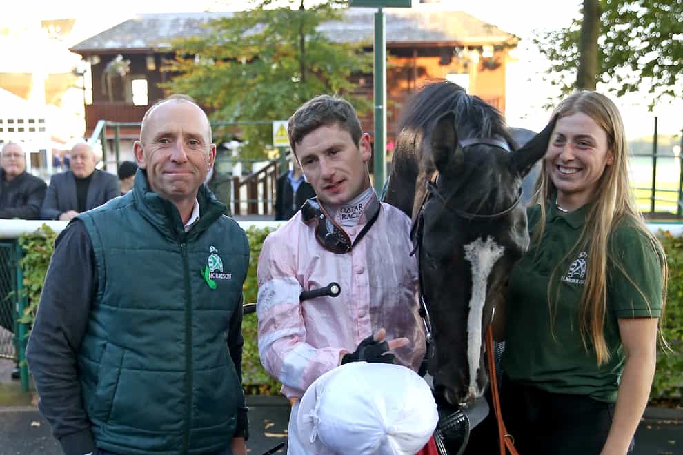 Oisin Murphy celebrates a big winner at Haydock (Nigel French/PA)